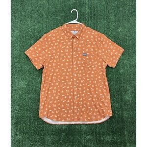Burlebo Performance Shirt Men's L Orange Game Day Austin Texas AOP Short Sleeve
